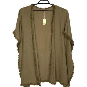 NEW Jodifl Textured Short Sleeve Cardigan | Kimono | Frayed Hems | M/L